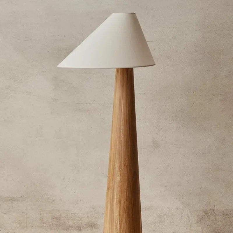 Vintage solid wood LED floor lamp for living room