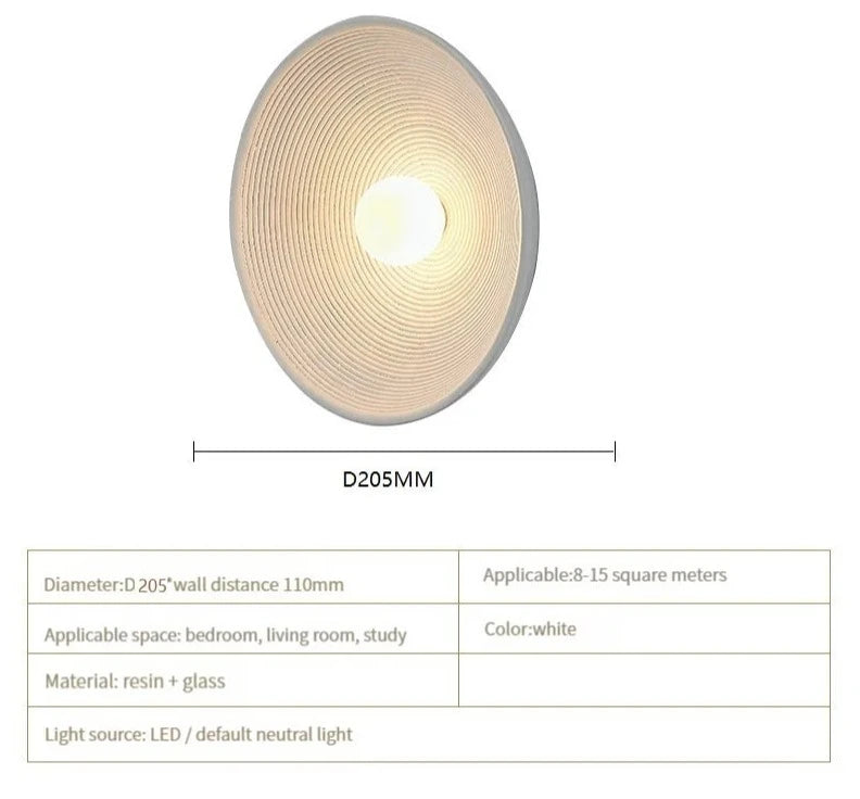 Wabi Sabi round wall lamp with frosted glass shade 