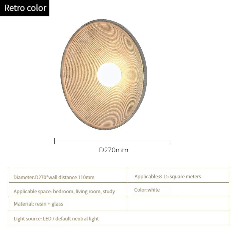 Retro loft-style wall lamp with resin and glass materials for bedroom decor