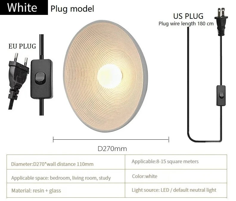 wabi sabi plug white wall light